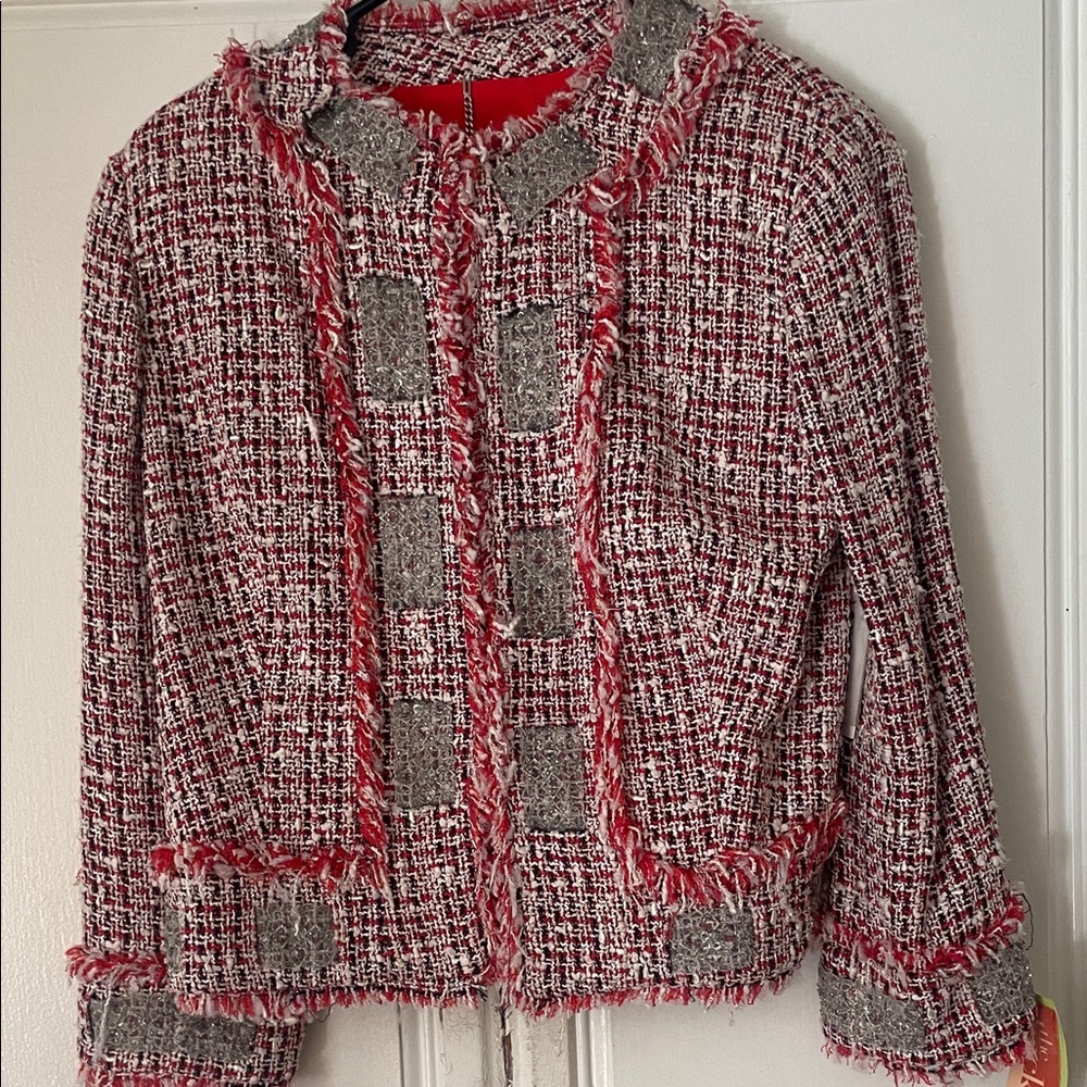 Walter Baker Red and Gray Tweed Blazer